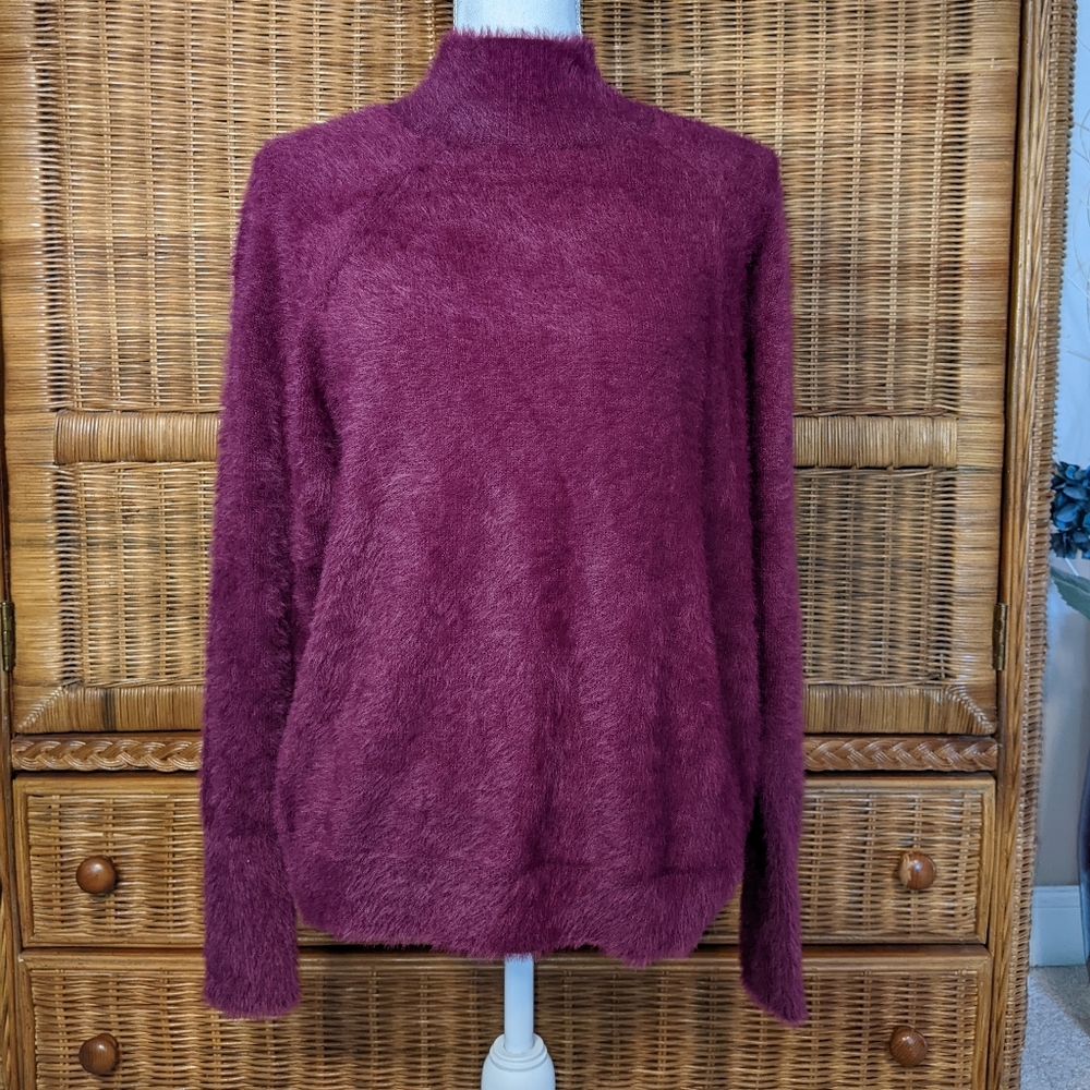 NWT Marled Burgundy Mock Neck Sweater SMALL